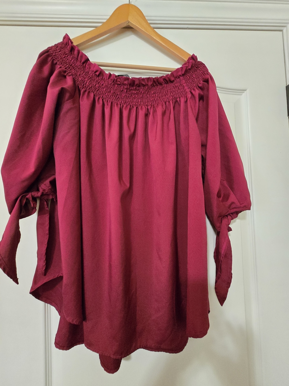 Zanzea Off-Shoulder Smocked Neck Blouse - Berry Feminine Flowy